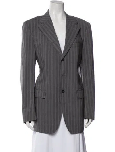 Pre-owned Versace Wool Striped Blazer In Gray