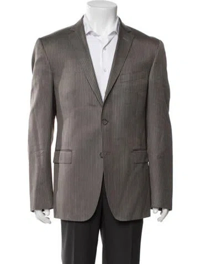 Pre-owned Versace Wool Striped Blazer In Gray