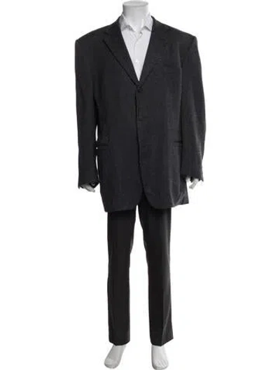 Pre-owned Versace Wool Striped Blazer In Gray