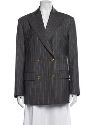Pre-owned Versace Wool Striped Blazer In Grey