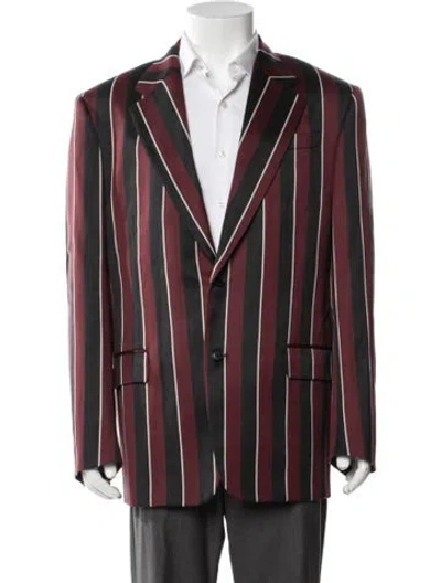 Pre-owned Versace Wool Striped Blazer W/ Tags In Burgundy