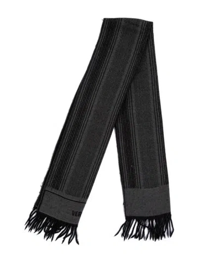 Pre-owned Versace Wool Striped Scarf In Black