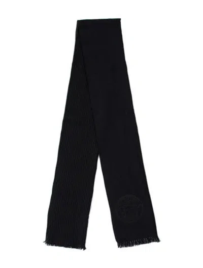 Pre-owned Versace Wool Striped Scarf In Blue