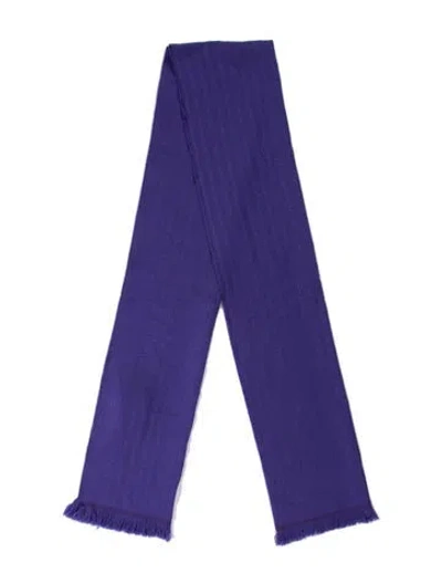 Pre-owned Versace Wool Striped Scarf In Purple