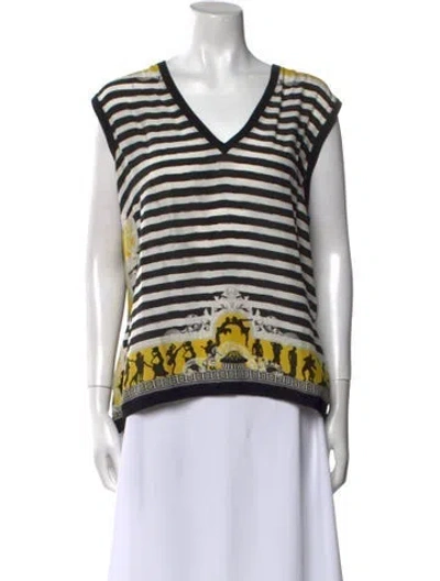 Pre-owned Versace Wool Striped T-shirt In Black