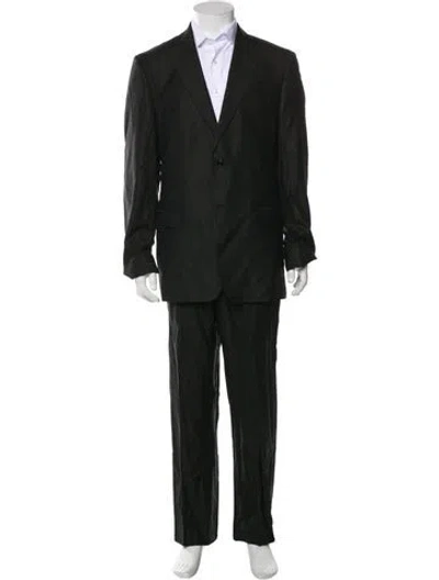Pre-owned Versace Wool Striped Two-piece Suit In Black