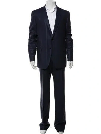 Pre-owned Versace Wool Striped Two-piece Suit In Blue