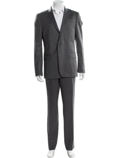 Pre-owned Versace Wool Striped Two-piece Suit In Gray