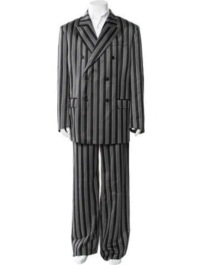 Pre-owned Versace Wool Striped Two-piece Suit W/ Tags In Black