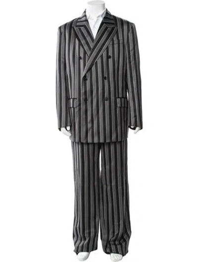 Pre-owned Versace Wool Striped Two-piece Suit W/ Tags In Gray