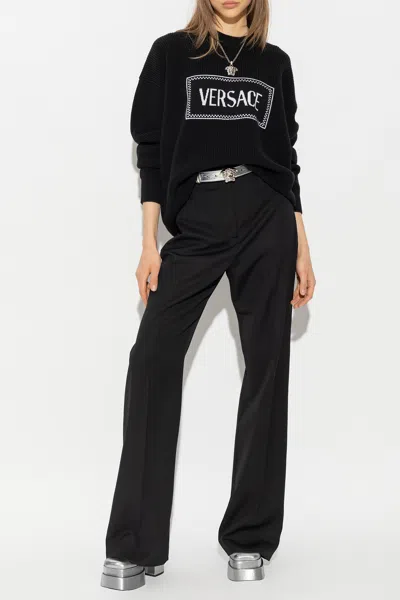 Versace Macrologo Sweatshirt In Black