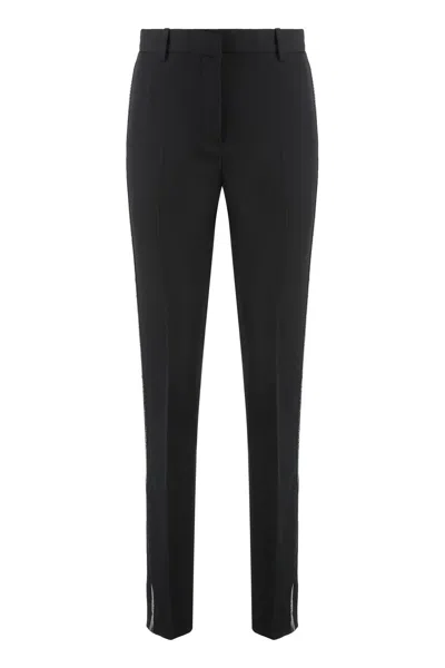 Versace Wool Tailored Trousers In Black