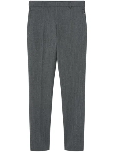 Versace Pantalon Habillé En Laine Moulinée In Noir+gris