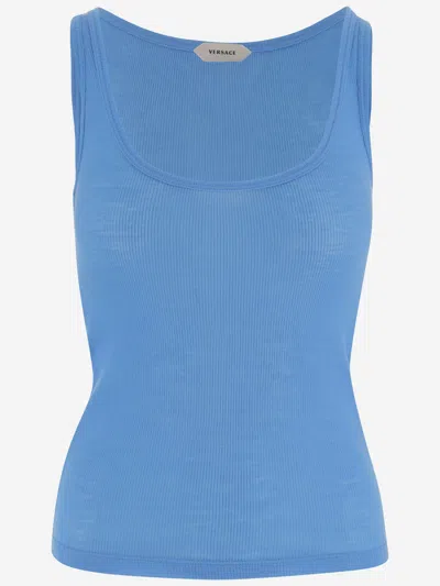 Versace Wool Top In Blue