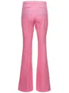 Versace Pink Flare Pants With Tonal Logo Lettering In Wool Woman In Pink