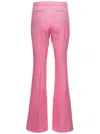 Versace Pink Flare Pants With Tonal Logo Lettering In Wool Woman In Pink