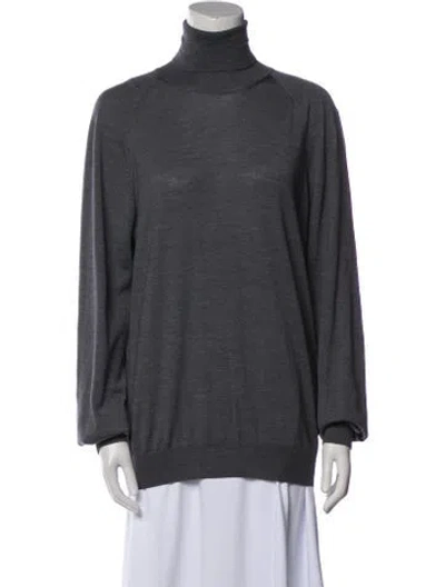 Pre-owned Versace Wool Turtleneck Sweater In Gray