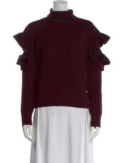 Pre-owned Versace Wool Turtleneck Sweater W/ Tags In Burgundy