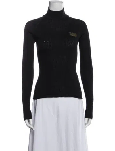 Pre-owned Versace Wool Turtleneck Top In Black