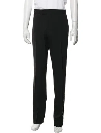Pre-owned Versace Wool Tuxedo Pants In Black