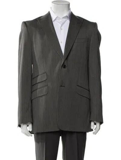 Pre-owned Versace Wool Tweed Pattern Blazer In Grey
