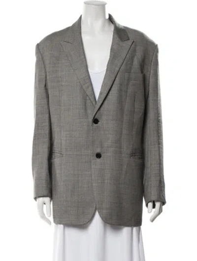 Pre-owned Versace Wool Tweed Pattern Blazer In Neutrals