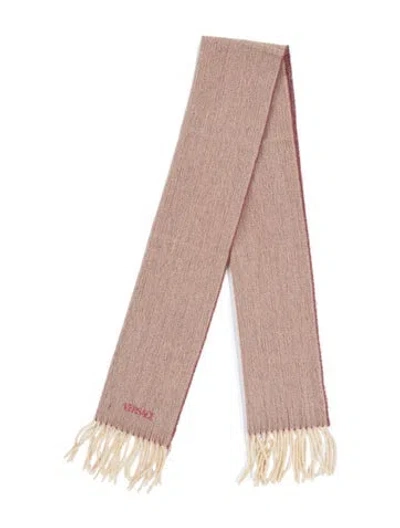 Pre-owned Versace Wool Tweed Pattern Scarf In Neutrals/red