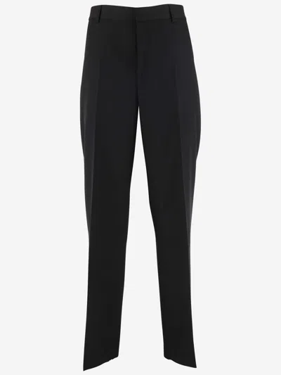 Versace Wool Twill Pants In Black
