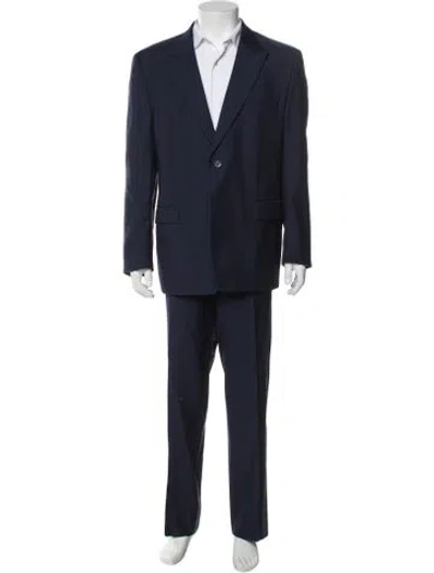 Pre-owned Versace Wool Two-piece Suit In Blue