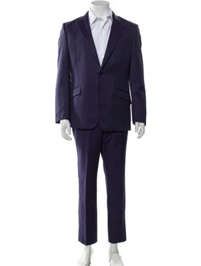Pre-owned Versace Wool Two-piece Suit In Blue