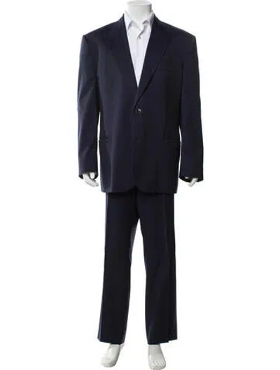 Pre-owned Versace Wool Two-piece Suit In Blue