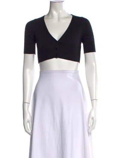 Pre-owned Versace Wool V-neck Crop Top In Black