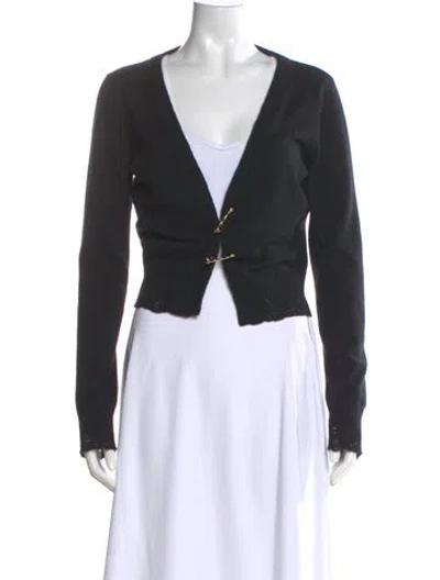 Pre-owned Versace Wool V-neck Sweater In Black