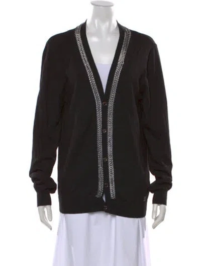 Pre-owned Versace Wool V-neck Sweater In Black