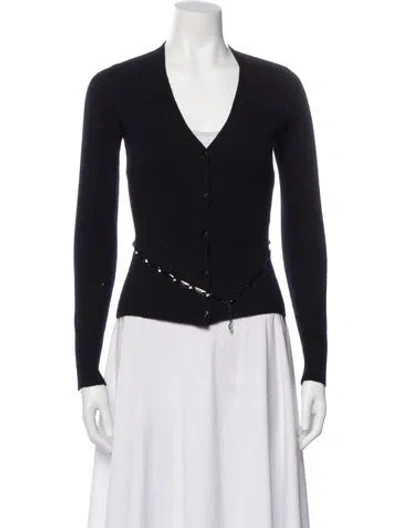 Pre-owned Versace Wool V-neck Sweater In Blue