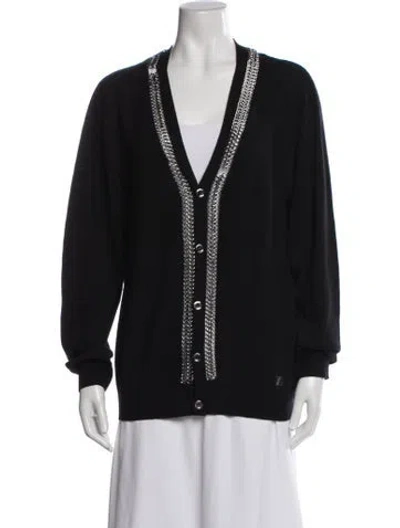 Pre-owned Versace Wool V-neck Sweater In Multi