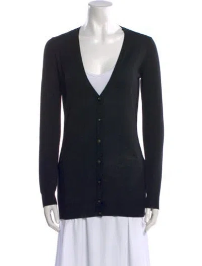 Pre-owned Versace Wool V-neck Sweater W/ Tags In Black