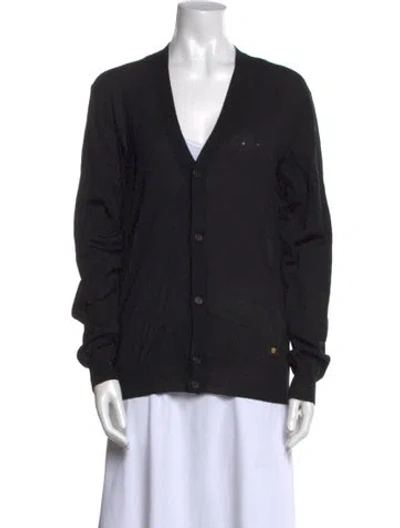 Pre-owned Versace Wool V-neck Sweater W/ Tags In Black