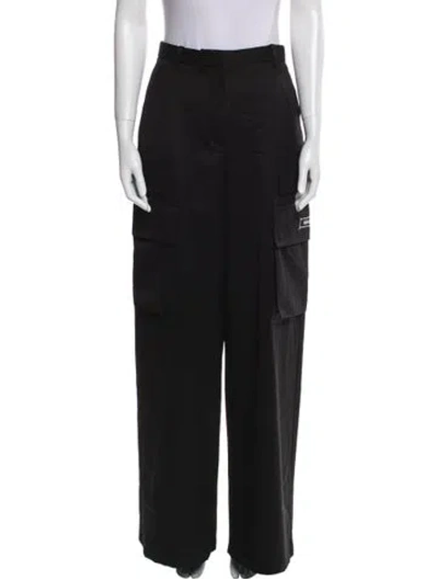 Pre-owned Versace Wool Wide Leg Pants In Black