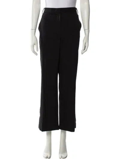 Pre-owned Versace Wool Wide Leg Pants In Black