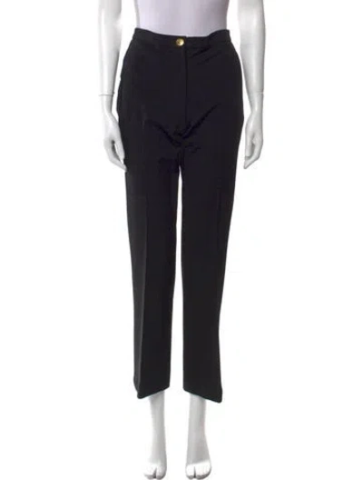 Pre-owned Versace Wool Wide Leg Pants In Black