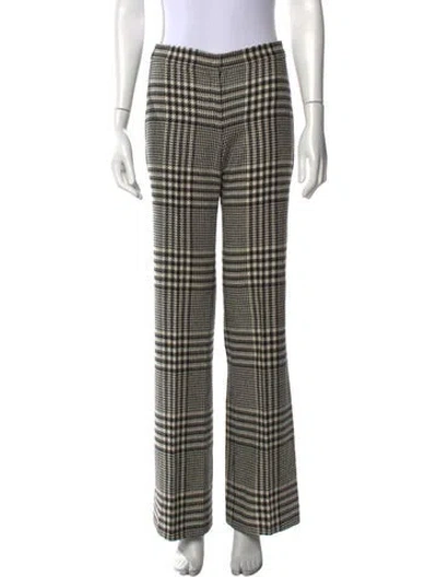 Pre-owned Versace Wool Wide Leg Pants In Black/white