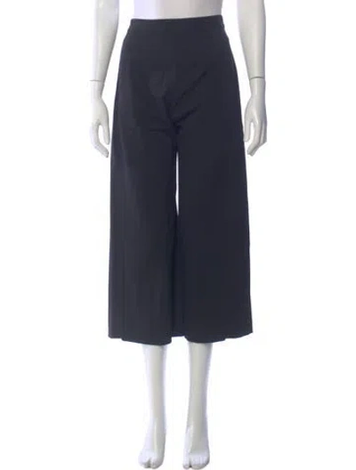 Pre-owned Versace Wool Wide Leg Pants In Blue