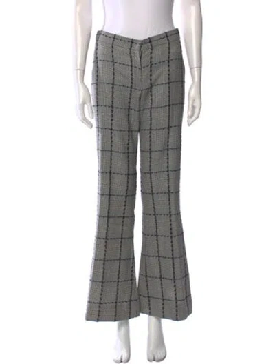 Pre-owned Versace Wool Wide Leg Pants In Gray