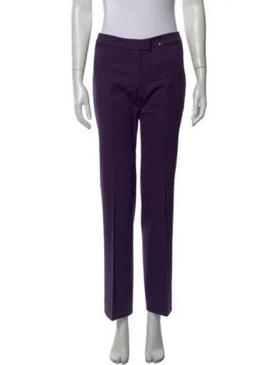 Pre-owned Versace Wool Wide Leg Pants In Purple