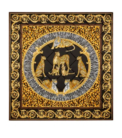 Versace Wool Wild Cats Throw In Gold
