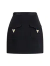 Versace Medusa-embellished Silk-trimmed Wool-blend Mini Skirt In Black