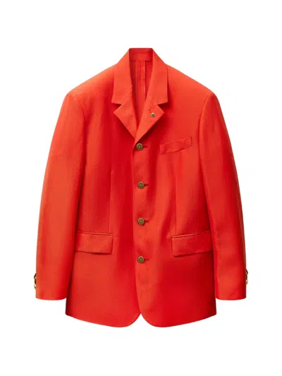 Versace Wool-linen Blazer In Red