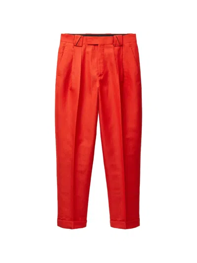 Versace Wool-linen Formal Trousers In Multi