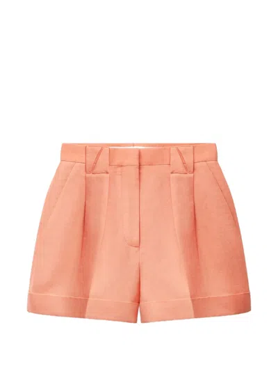 Versace Wool-linen Shorts In Orange